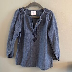 Hanna Andersson Blue Embroidered Tunic Top